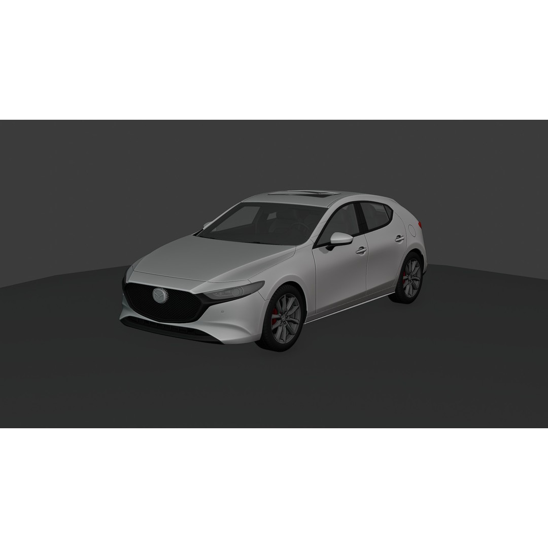 Mazda 3 Hatchback 2022 3D Model – Rigged Game-Ready Asset, Blender, FBX, OBJ - View 8