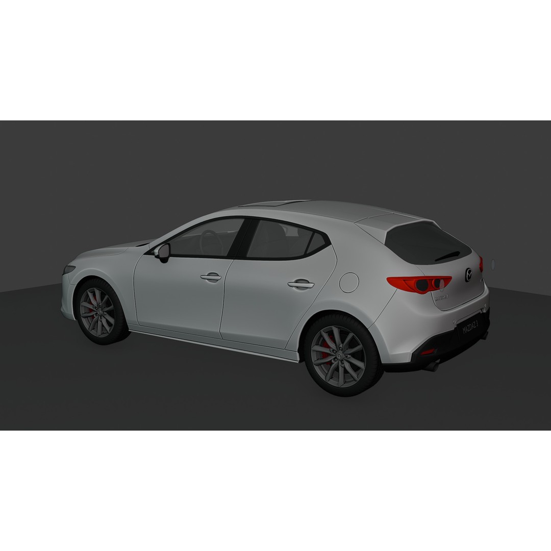 Mazda 3 Hatchback 2022 3D Model – Rigged Game-Ready Asset, Blender, FBX, OBJ - View 9