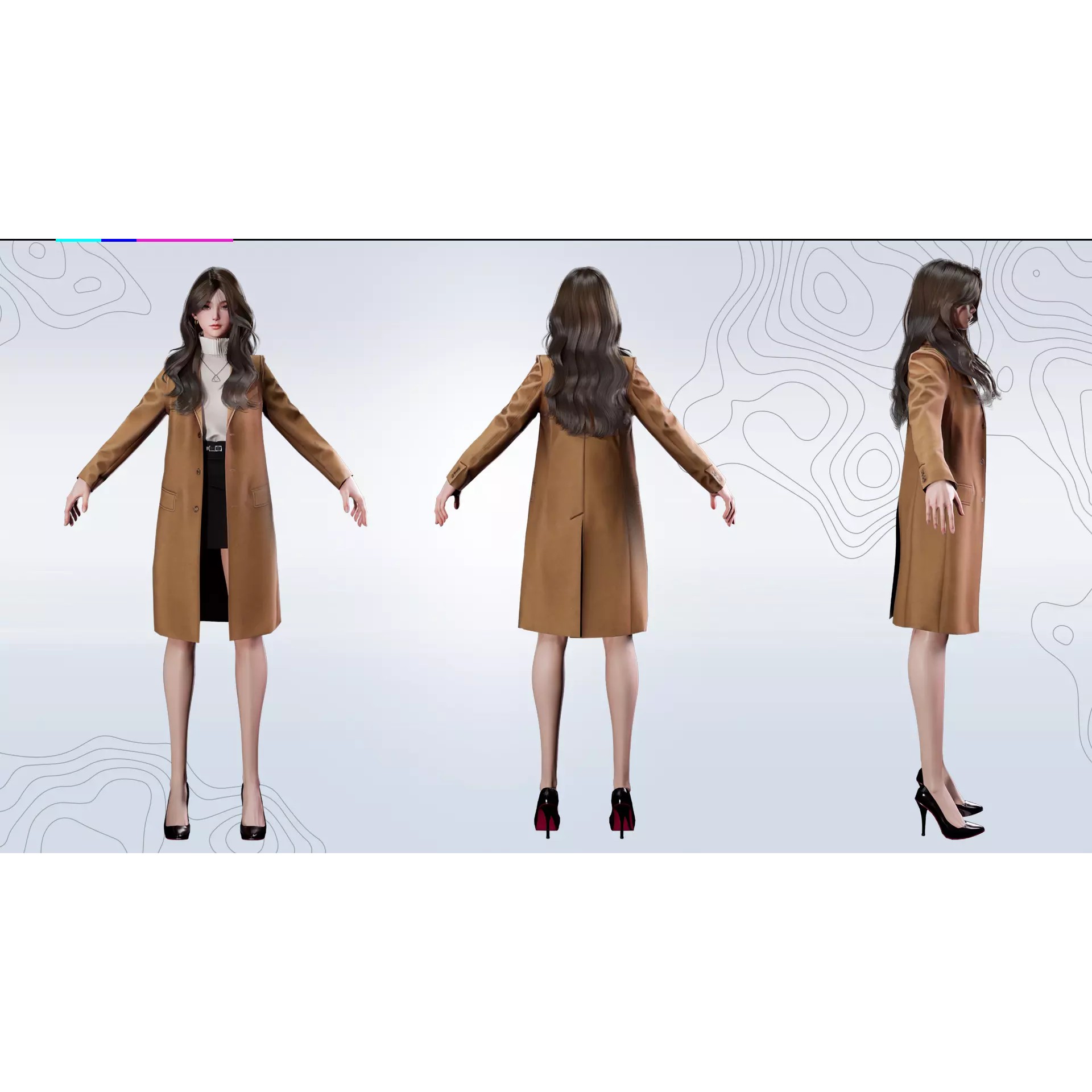 Business Lady - Low-Poly Game-Ready 3D Model - View 24