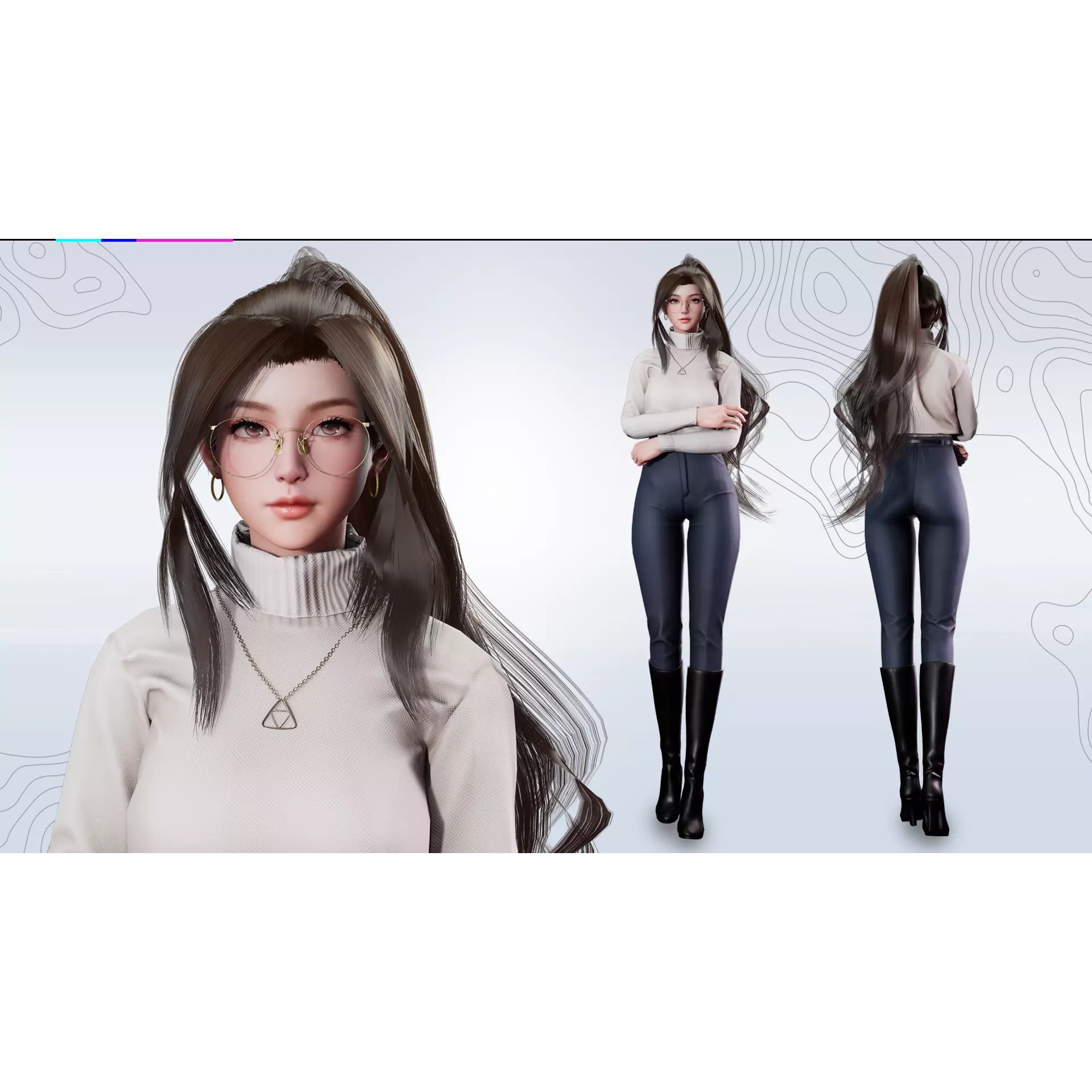 Business Lady - Low-Poly Game-Ready 3D Model - View 5