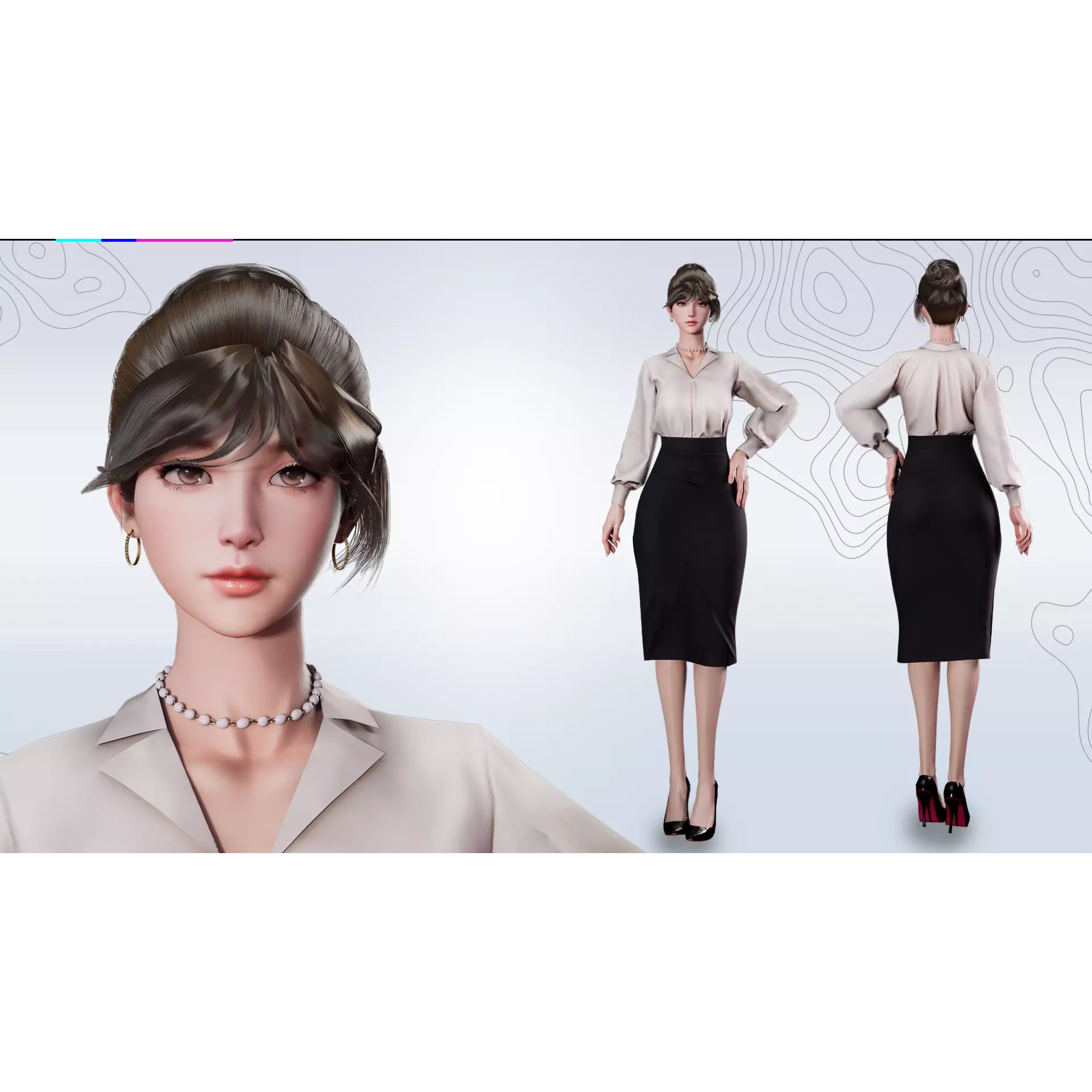 Business Lady - Low-Poly Game-Ready 3D Model - View 6