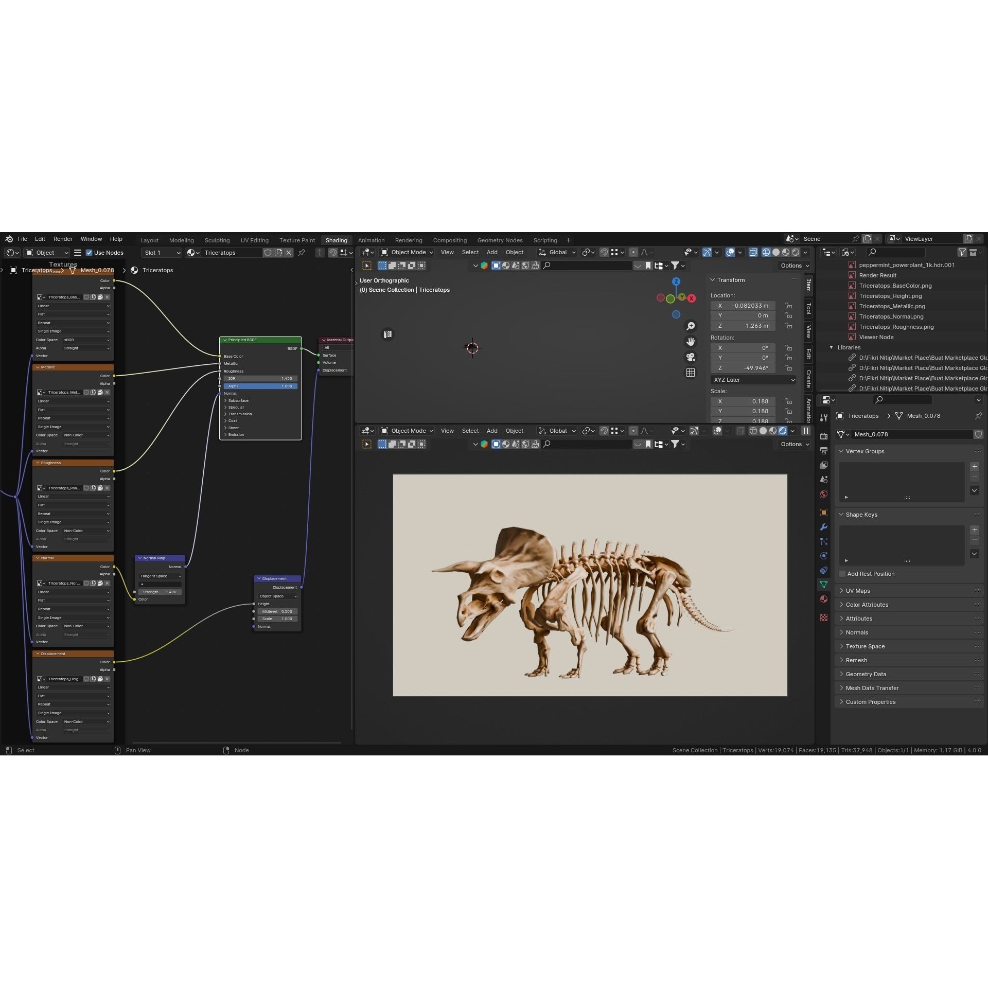 Triceratops - Low-Poly Game-Ready 3D Model