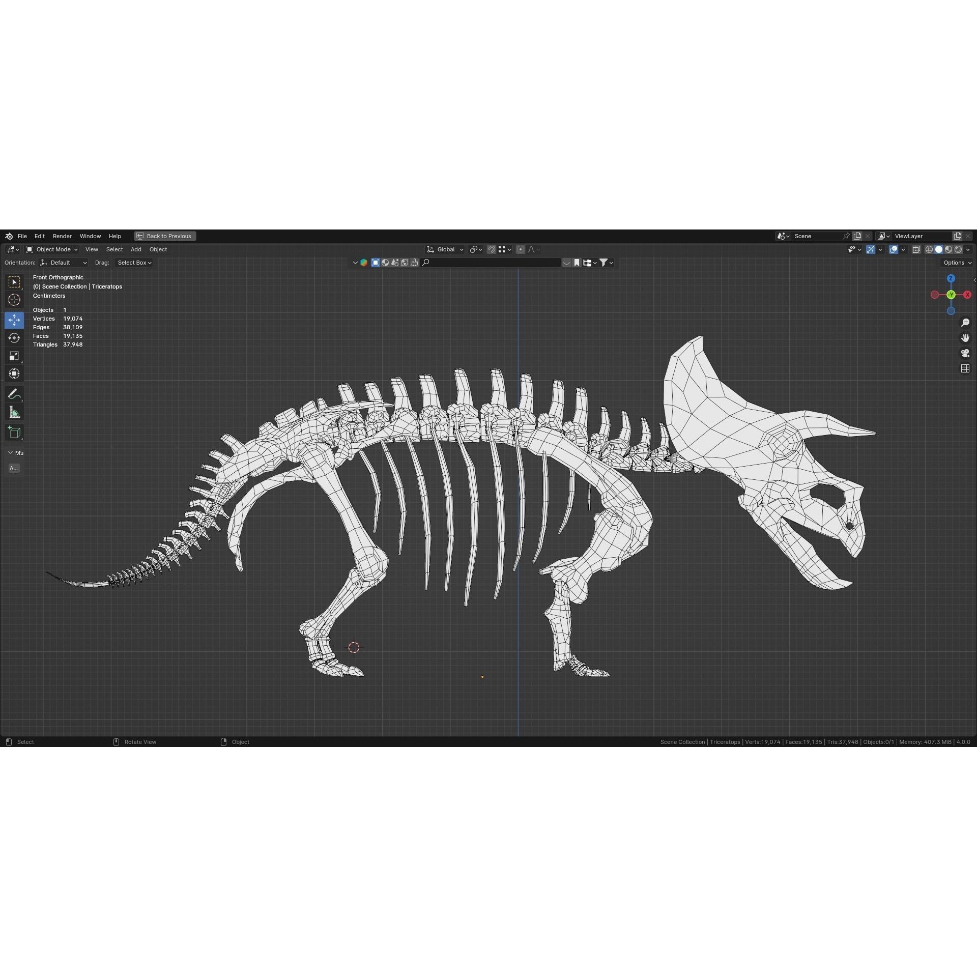 Triceratops - Low-Poly Game-Ready 3D Model - View 11