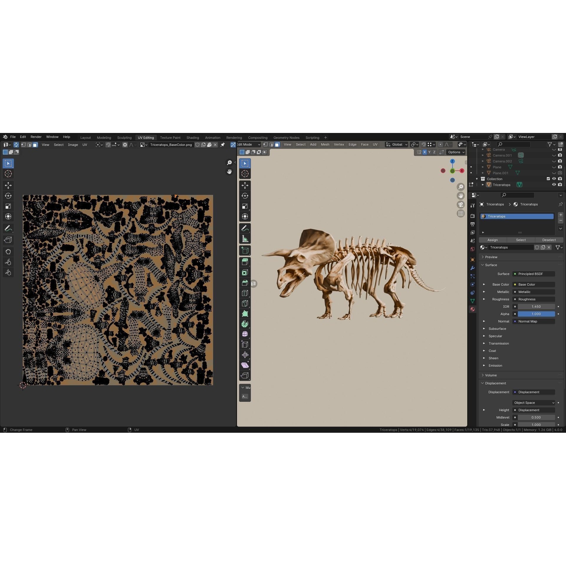 Triceratops - Low-Poly Game-Ready 3D Model - View 12