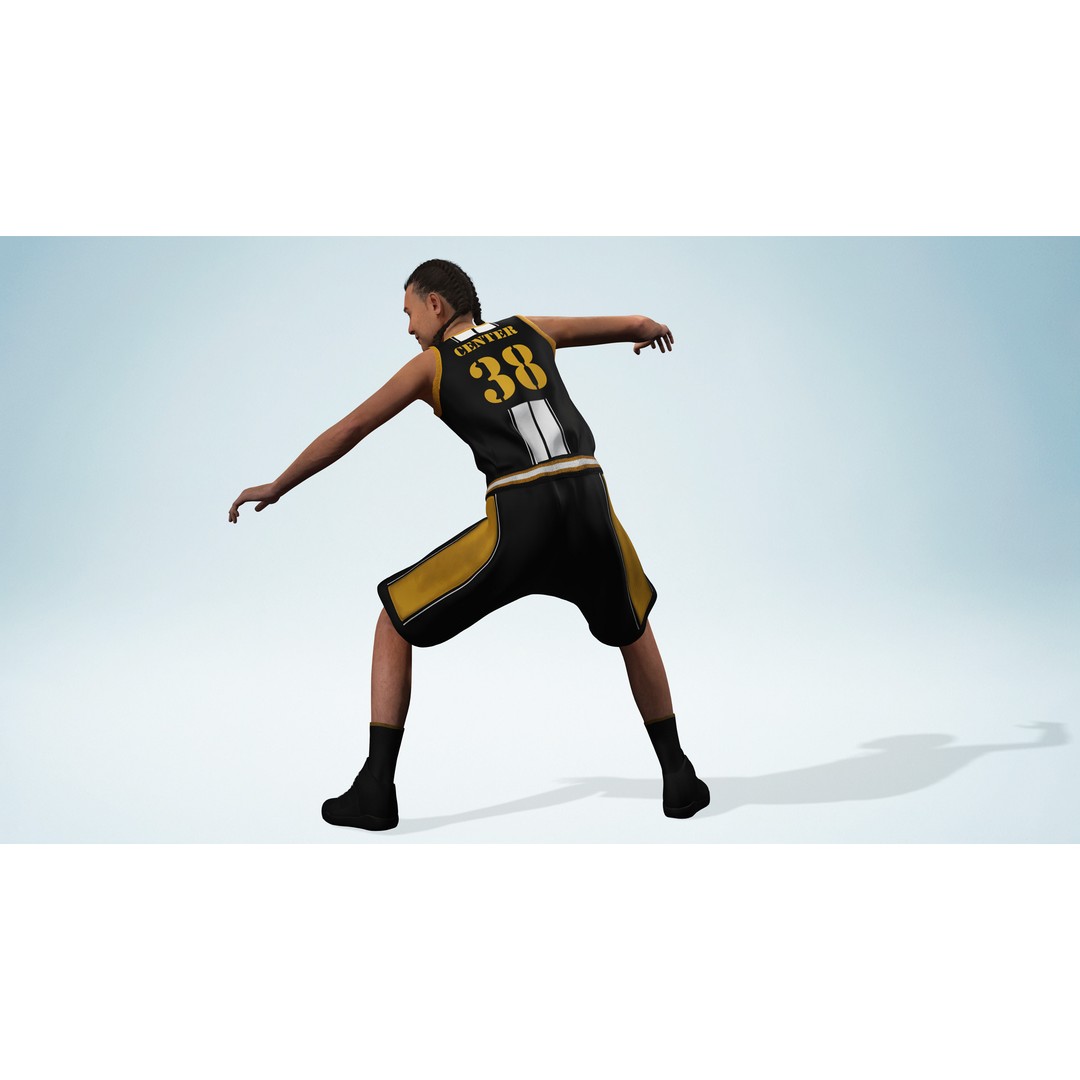 Realistic Basketball Player 3D Model – Rigged Low-Poly Character, FBX - View 12