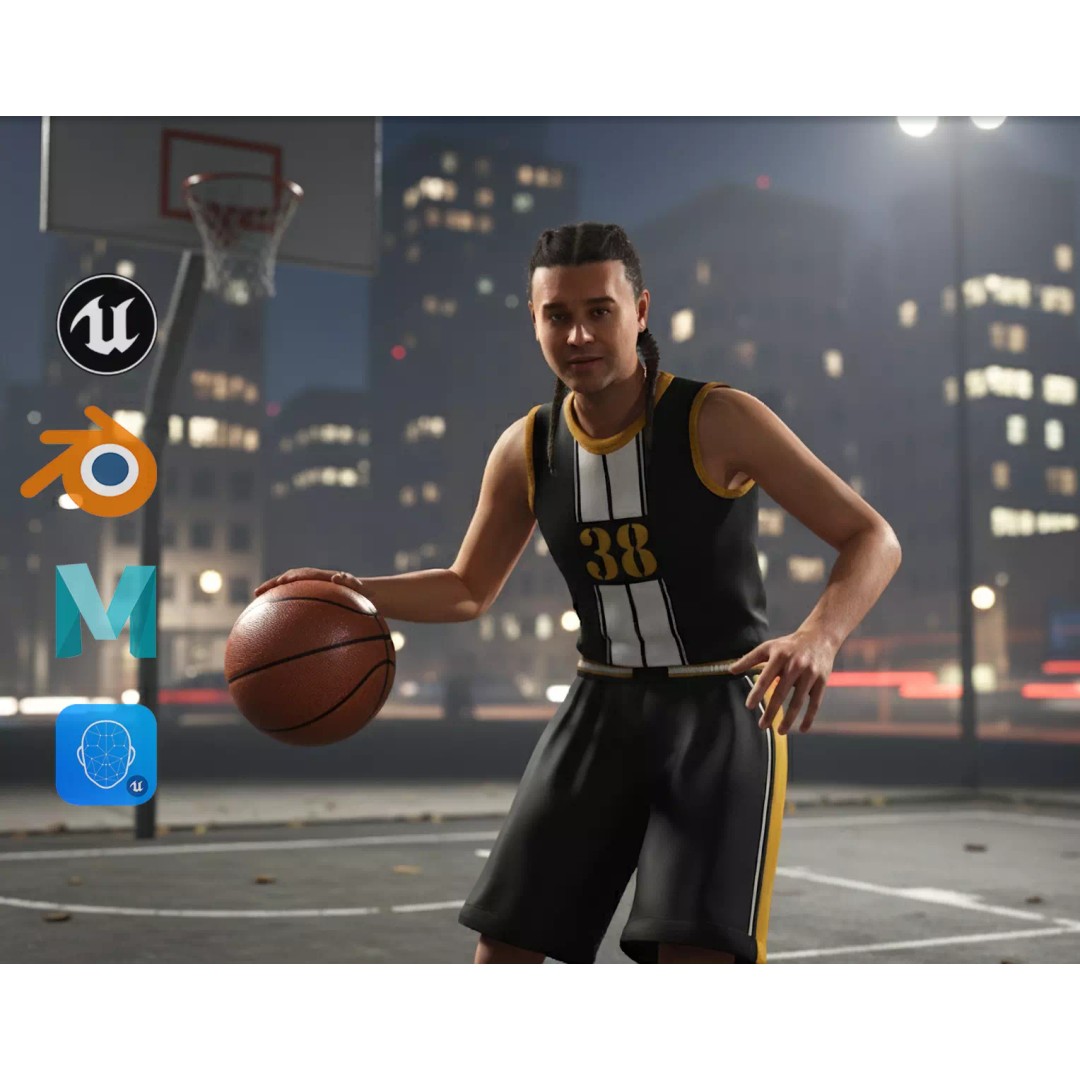 Realistic Basketball Player 3D Model – Rigged Low-Poly Character, FBX - View 2
