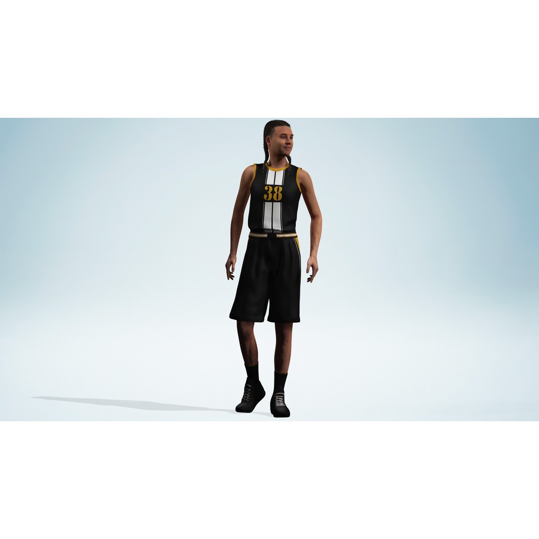 Realistic Basketball Player 3D Model – Rigged Low-Poly Character, FBX - View 3