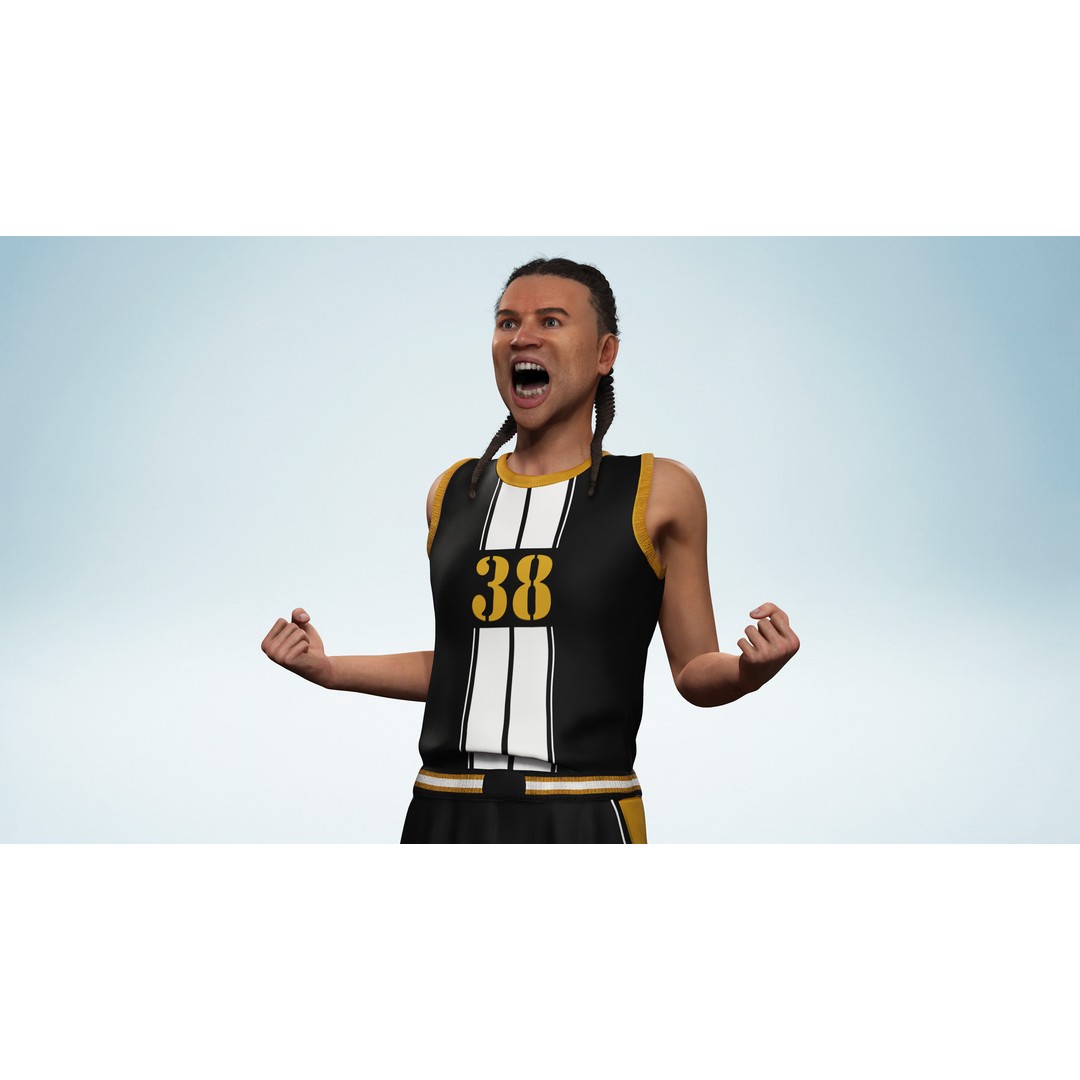 Realistic Basketball Player 3D Model – Rigged Low-Poly Character, FBX - View 4