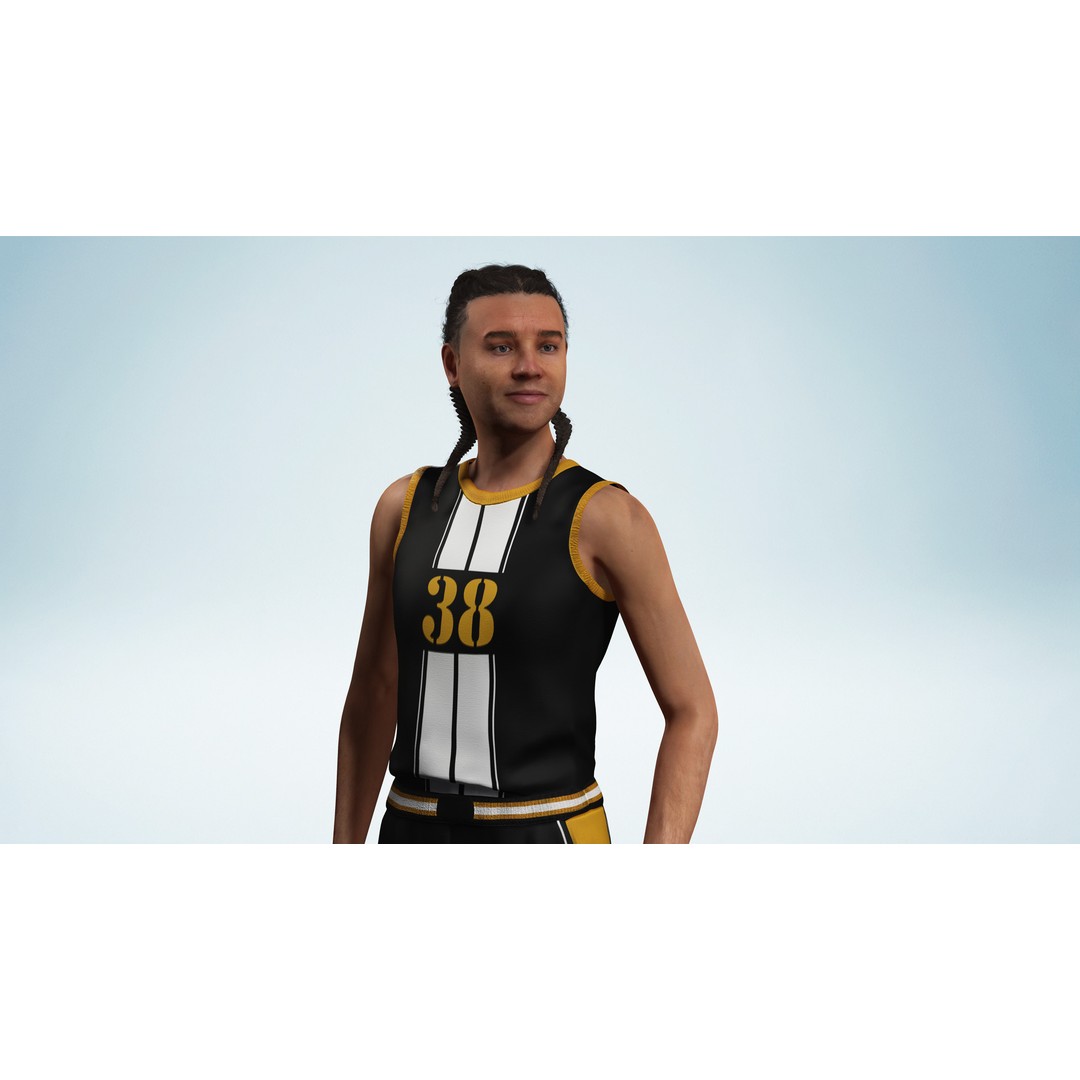 Realistic Basketball Player 3D Model – Rigged Low-Poly Character, FBX - View 7