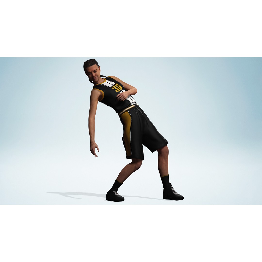 Realistic Basketball Player 3D Model – Rigged Low-Poly Character, FBX - View 9