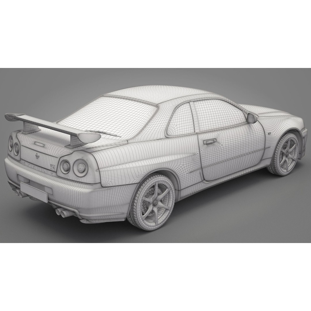 Nissan Skyline GT-R 1999 3D Model – High Poly Vehicle Asset, FBX & OBJ