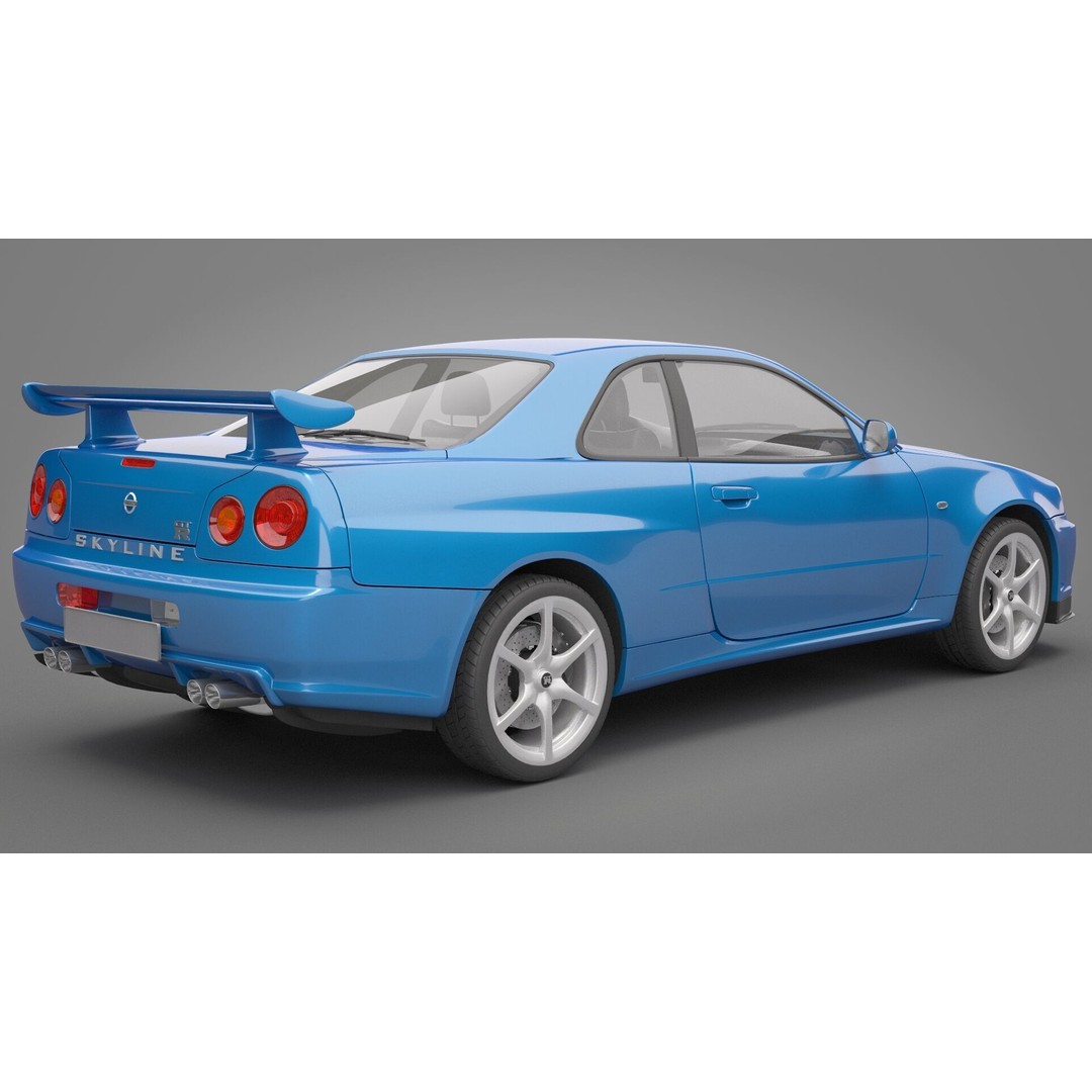 Nissan Skyline GT-R 1999 3D Model – High Poly Vehicle Asset, FBX & OBJ - View 8