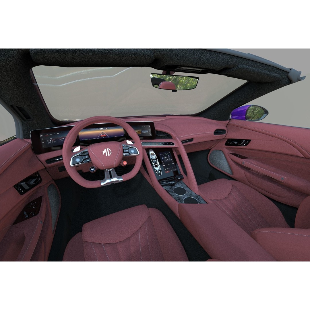 MG Cyberster 3D Model – High Poly Sport Car Interior, FBX, OBJ, Blender - View 21