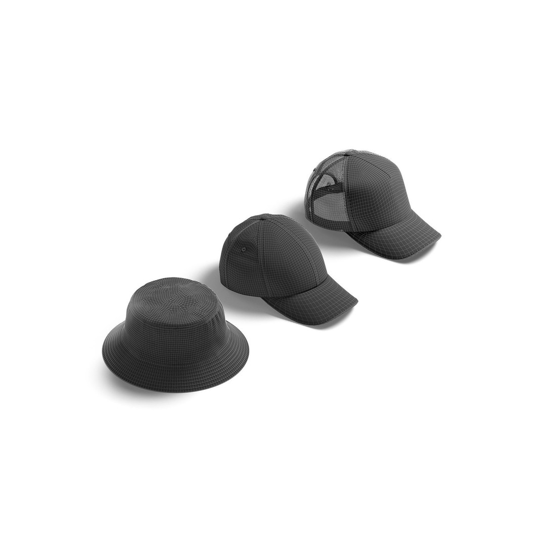 Baseball Cap 3D Model – Trucker Bucket Hat, PBR Textures, FBX - View 8