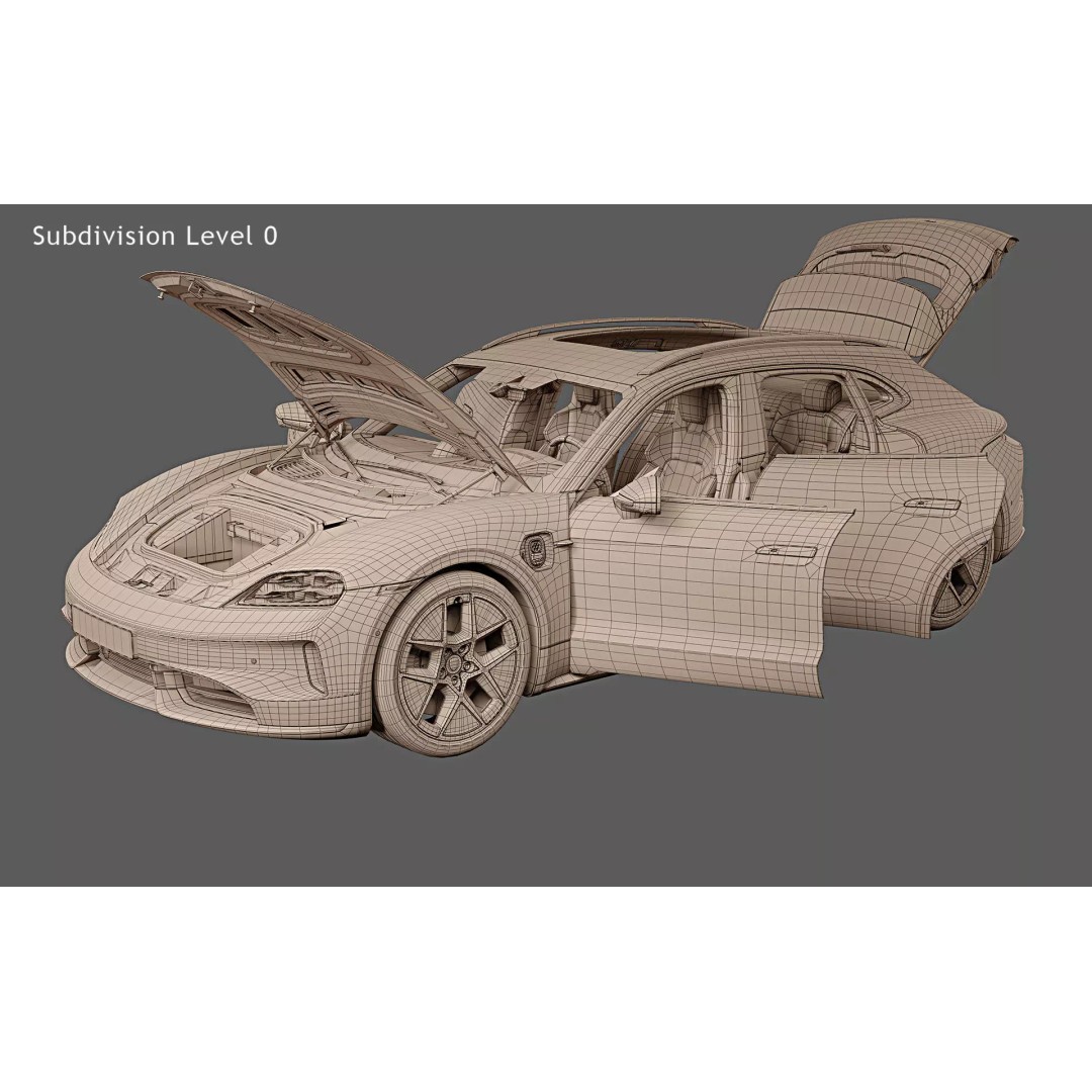 2025 Porsche Taycan Sport Turismo 3D Model – High Poly Game Asset, PBR Textures - View 33