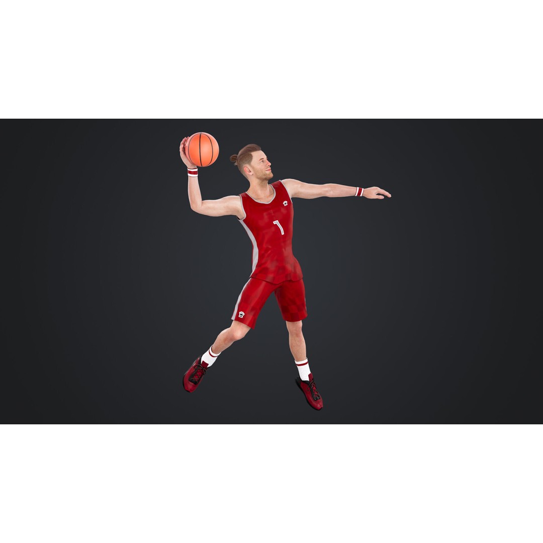 Basketball Players 3D Model – Rigged Character with PBR Textures, FBX - View 3