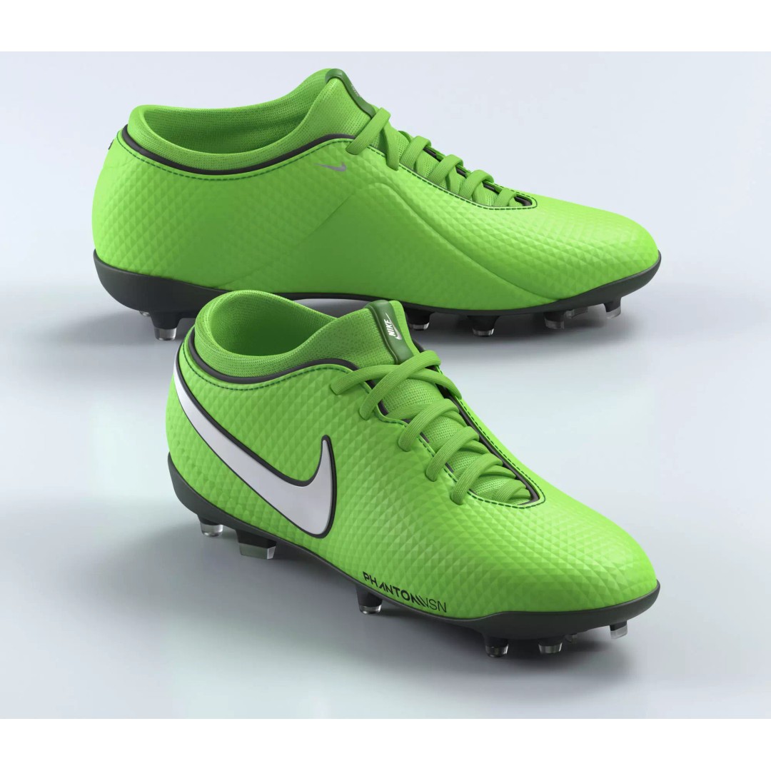 Green Football Boots 3D Model – Photorealistic Footwear, FBX, OBJ - View 2