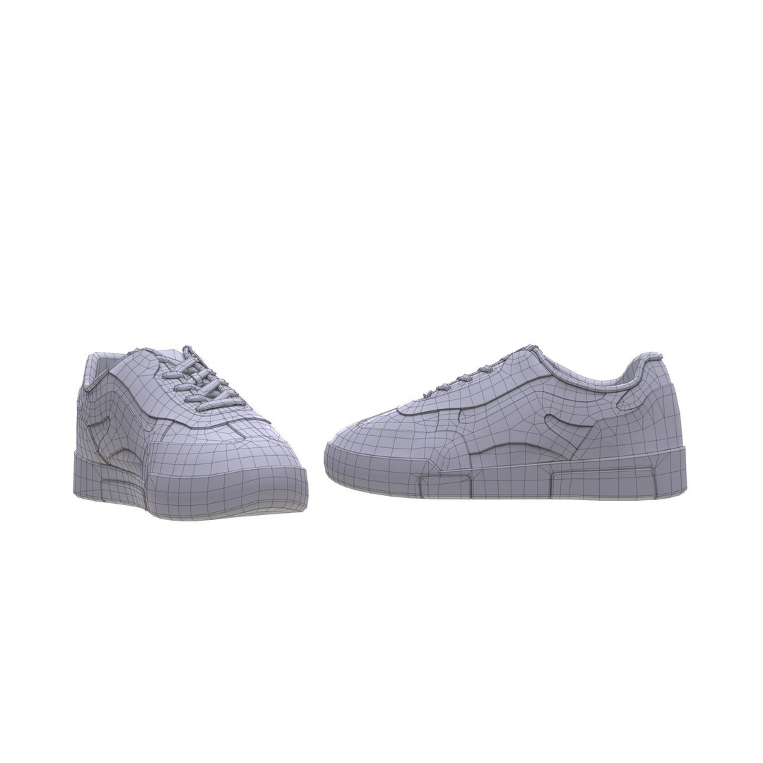Low-Poly Sneakers 3D Model – Rigged PBR Game Asset, FBX, Blender
