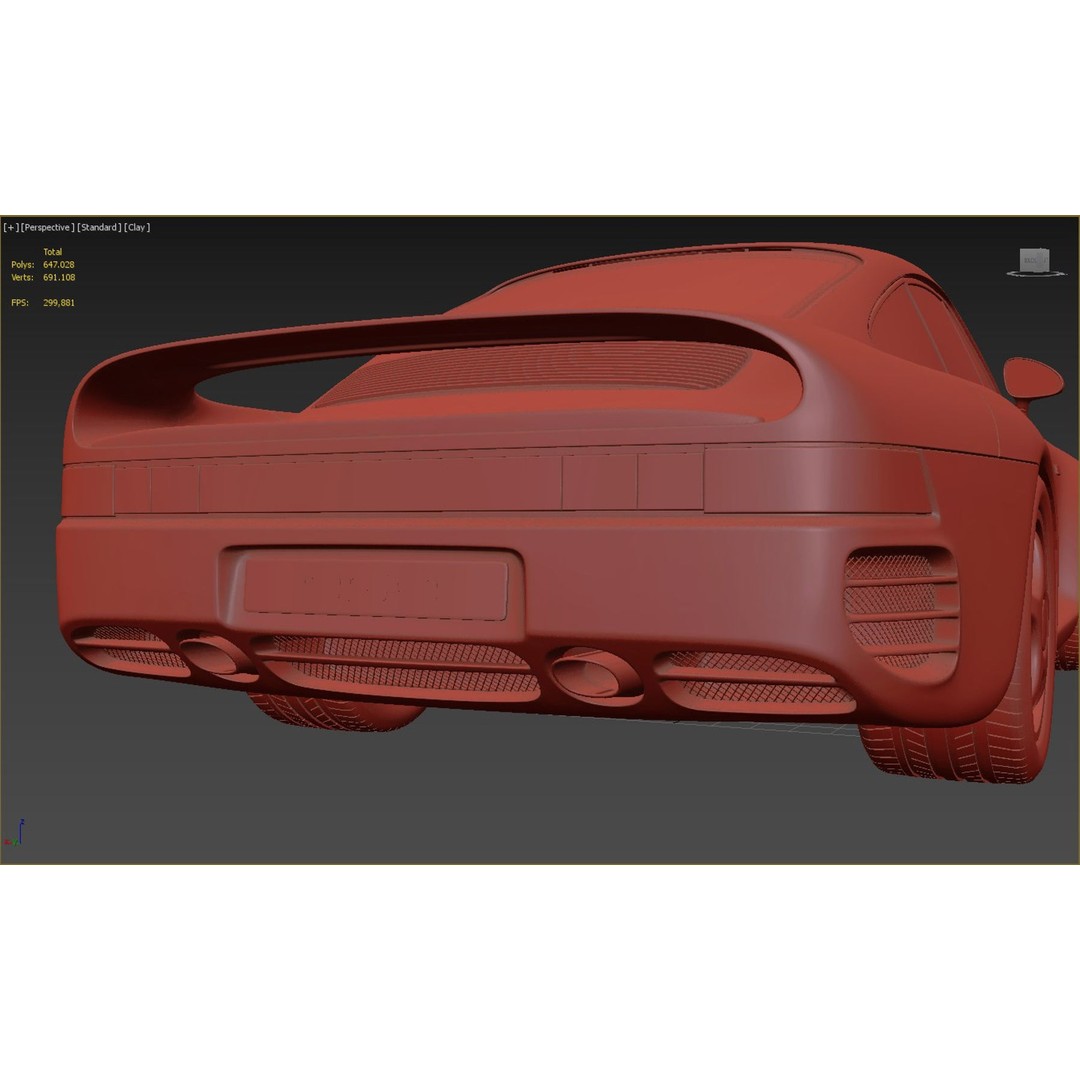 Porsche 959 3D Model – High Poly Sport Car Asset, FBX, OBJ - View 16