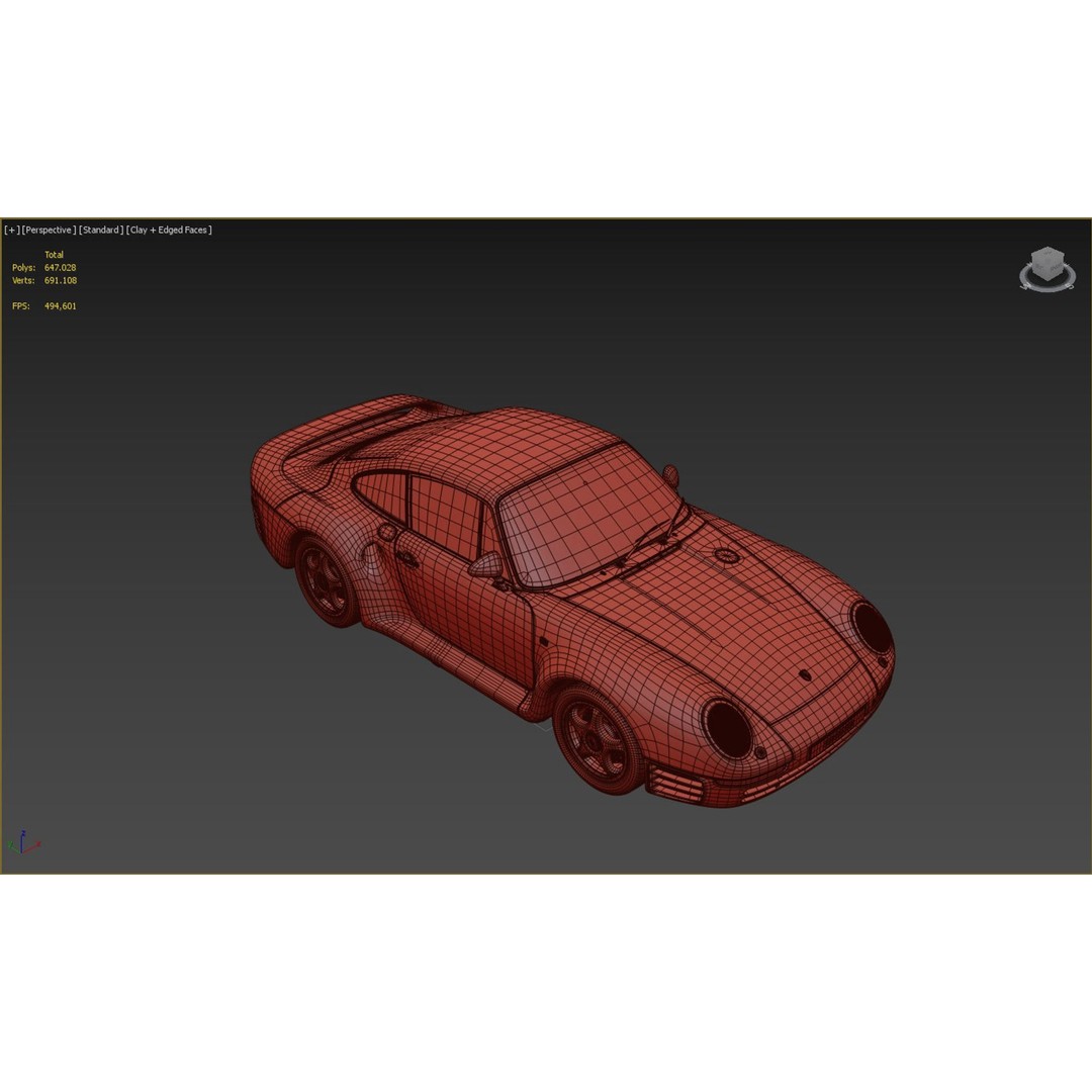 Porsche 959 3D Model – High Poly Sport Car Asset, FBX, OBJ - View 17