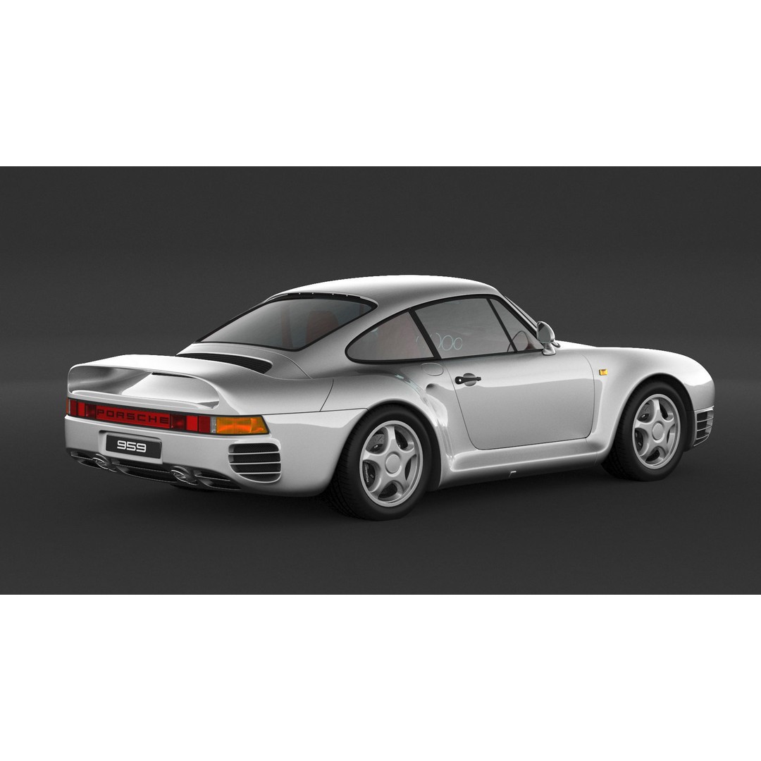 Porsche 959 3D Model – High Poly Sport Car Asset, FBX, OBJ - View 4