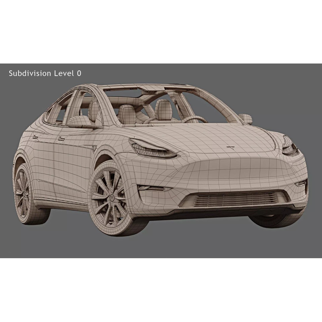 2021 Tesla Model Y 3D Model – High Poly Game Asset, FBX, OBJ, PBR - View 17