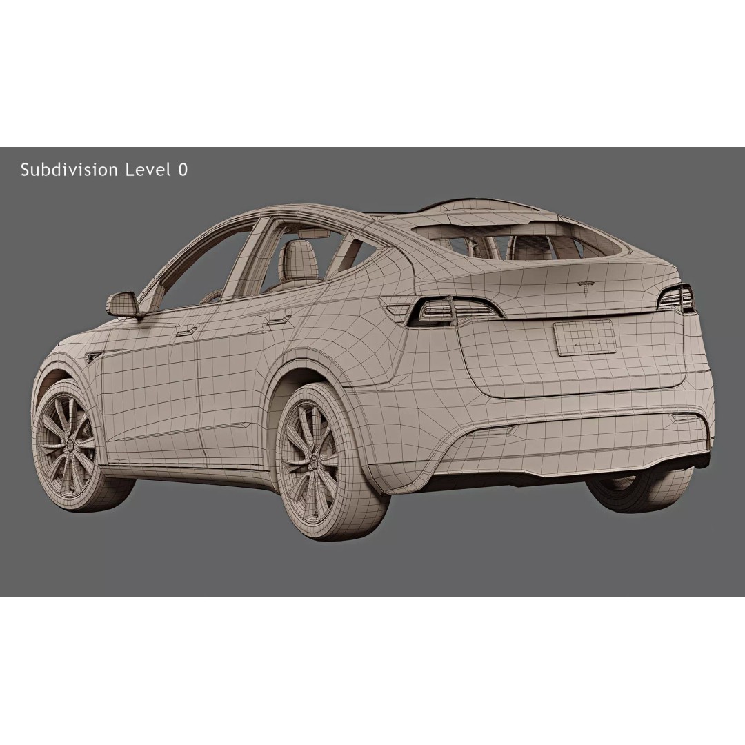 2021 Tesla Model Y 3D Model – High Poly Game Asset, FBX, OBJ, PBR - View 18