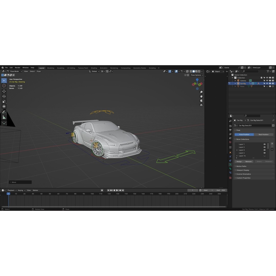 Nissan GT-R R35 LB 3D Model – Low Poly Rigged Game Asset, Blender
