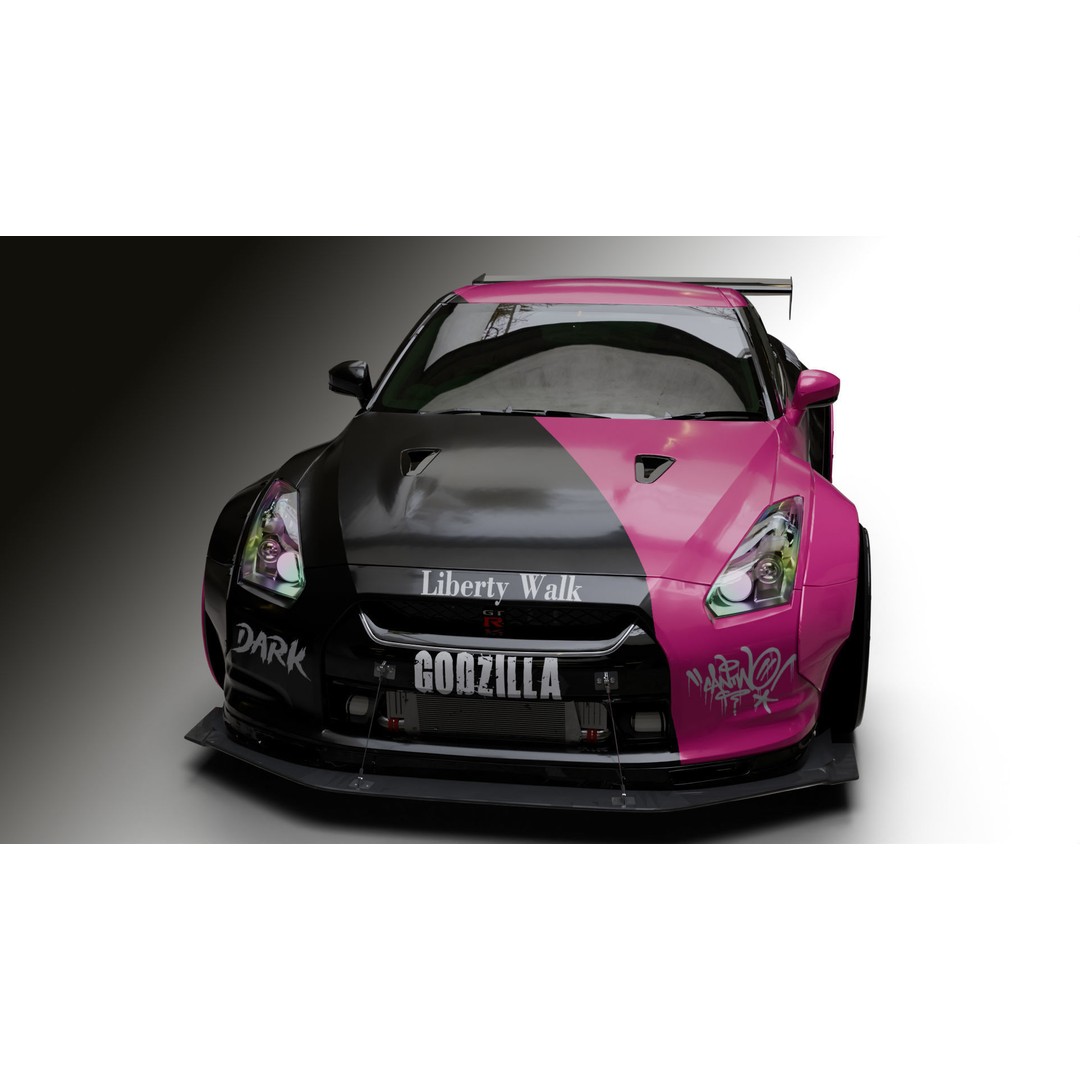 Nissan GT-R R35 LB 3D Model – Low Poly Rigged Game Asset, Blender - View 10