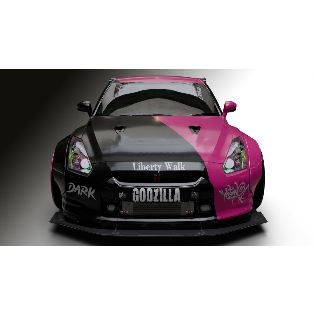 Nissan GT-R R35 LB 3D Model – Low Poly Rigged Game Asset, Blender - View 12