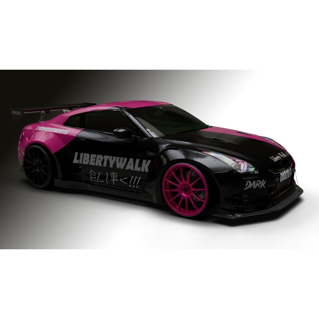 Nissan GT-R R35 LB 3D Model – Low Poly Rigged Game Asset, Blender - View 15