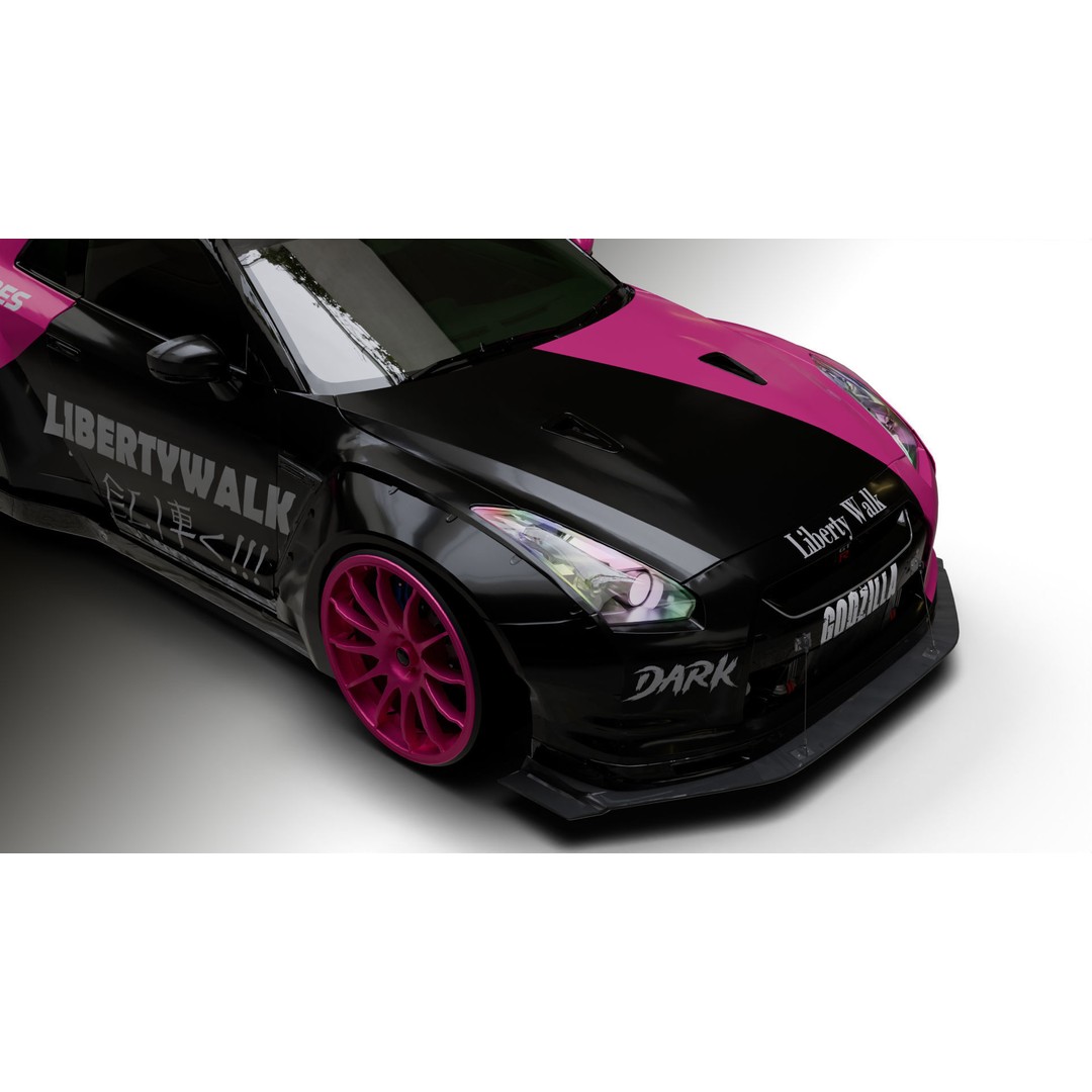 Nissan GT-R R35 LB 3D Model – Low Poly Rigged Game Asset, Blender - View 18