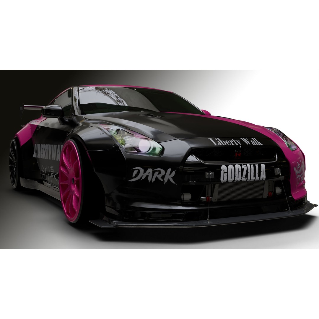 Nissan GT-R R35 LB 3D Model – Low Poly Rigged Game Asset, Blender - View 20