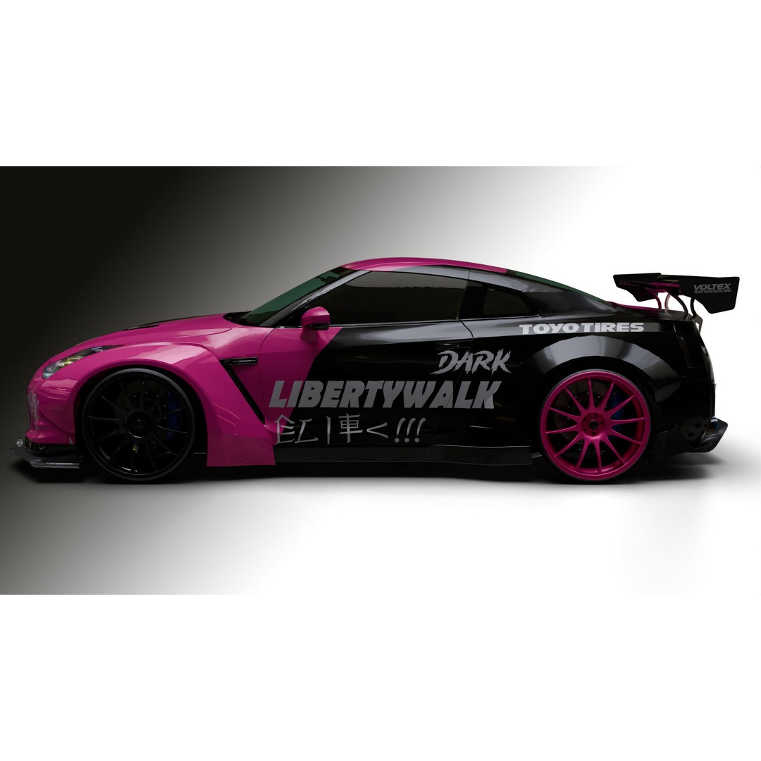 Nissan GT-R R35 LB 3D Model – Low Poly Rigged Game Asset, Blender - View 21