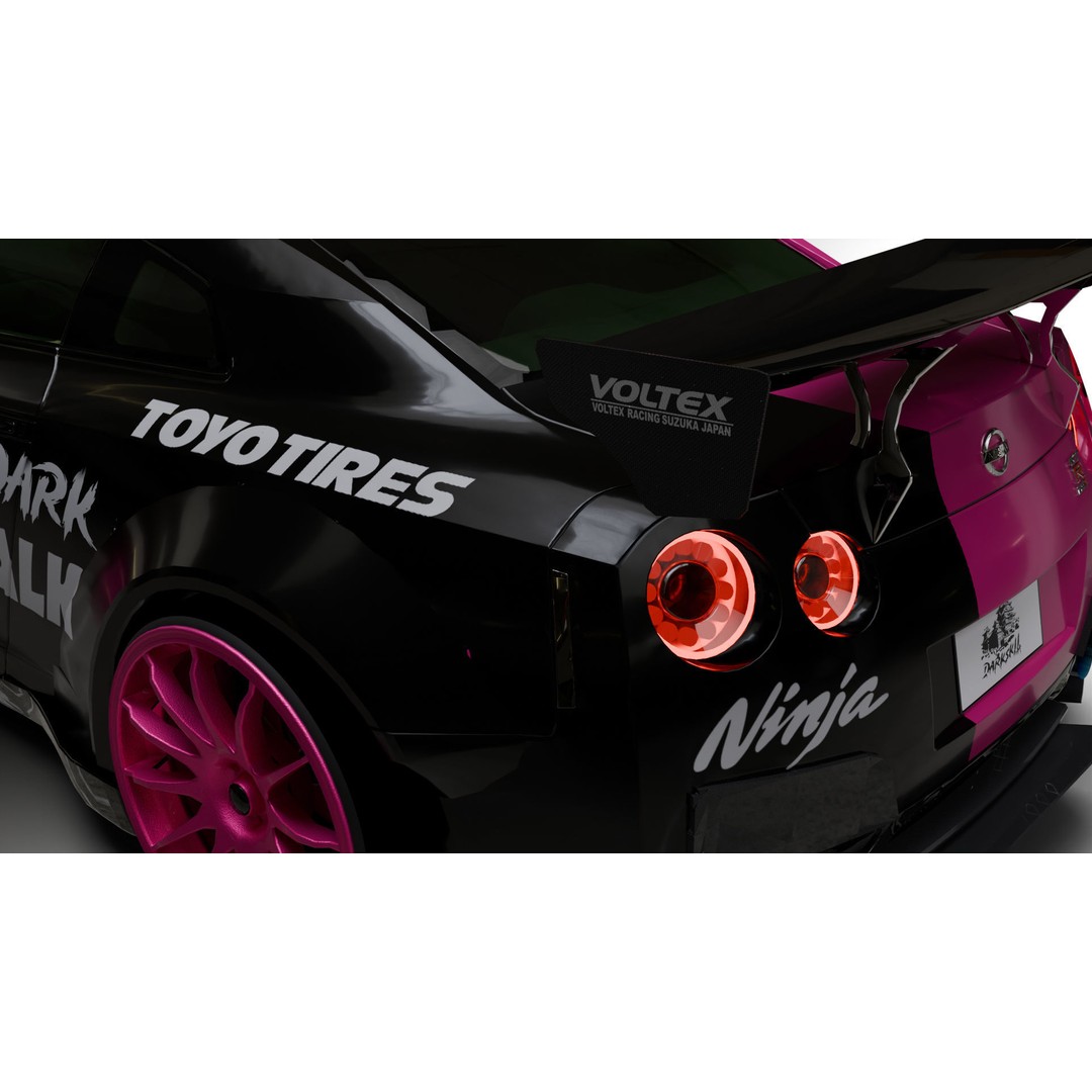 Nissan GT-R R35 LB 3D Model – Low Poly Rigged Game Asset, Blender - View 23