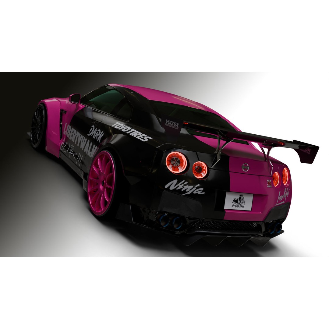 Nissan GT-R R35 LB 3D Model – Low Poly Rigged Game Asset, Blender - View 24