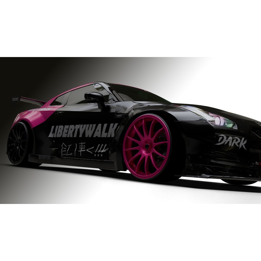 Nissan GT-R R35 LB 3D Model – Low Poly Rigged Game Asset, Blender - View 27