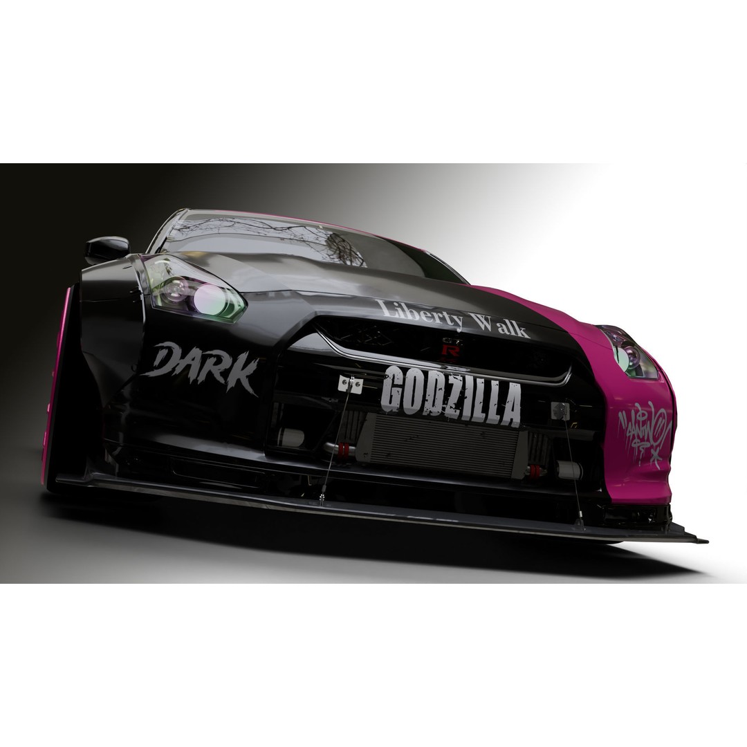 Nissan GT-R R35 LB 3D Model – Low Poly Rigged Game Asset, Blender - View 28