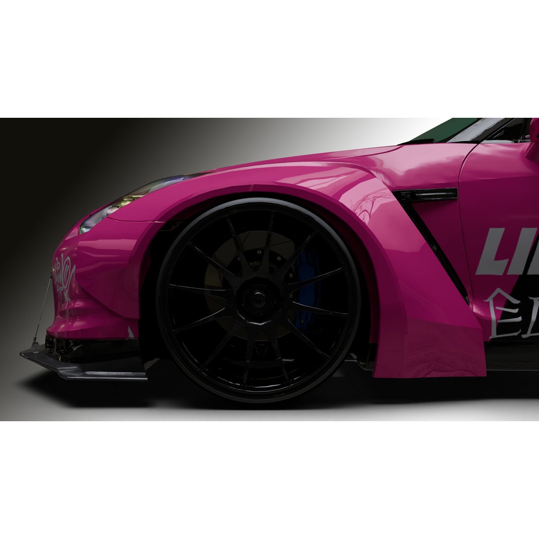 Nissan GT-R R35 LB 3D Model – Low Poly Rigged Game Asset, Blender - View 29
