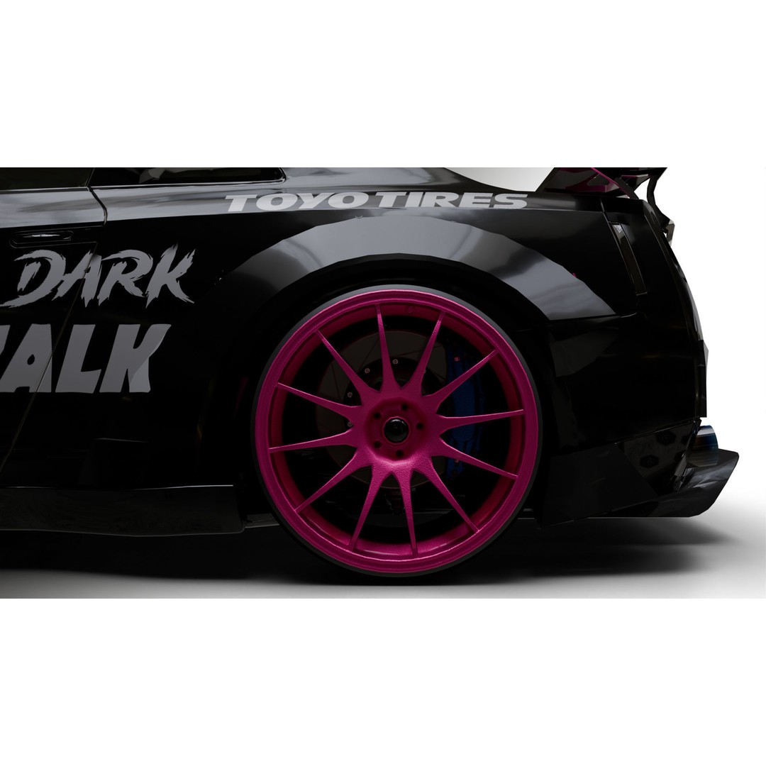 Nissan GT-R R35 LB 3D Model – Low Poly Rigged Game Asset, Blender - View 30