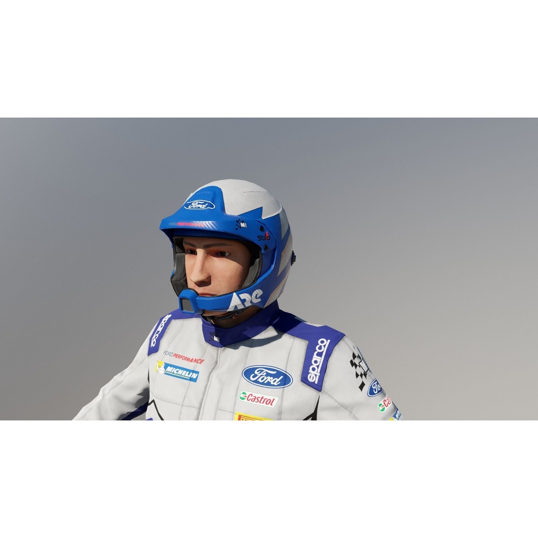 Rally Pilot 3D Model – Low Poly Rigged Character for Games, FBX - View 14