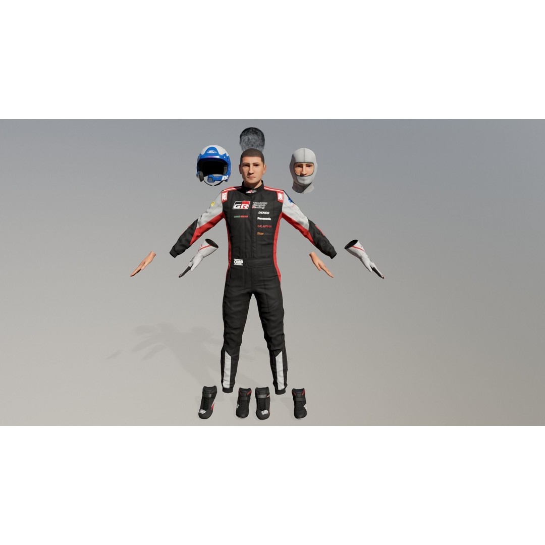 Rally Pilot 3D Model – Low Poly Rigged Character for Games, FBX - View 22