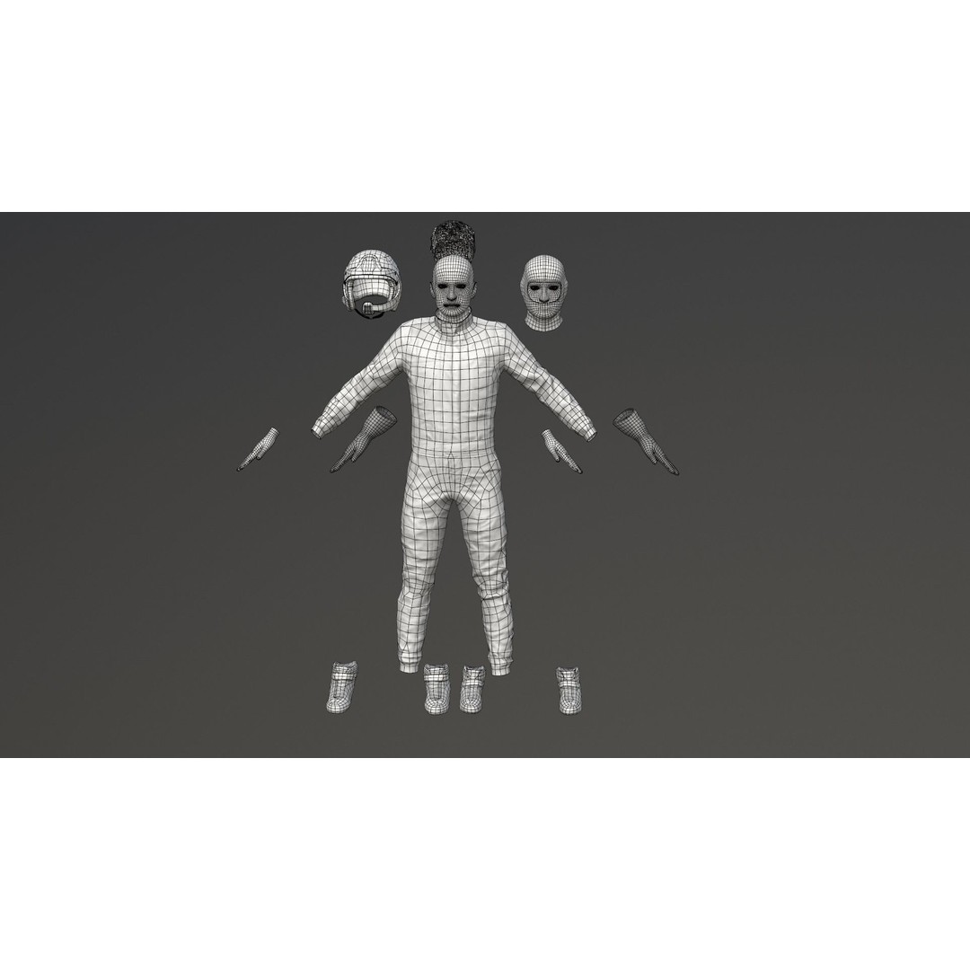 Rally Pilot 3D Model – Low Poly Rigged Character for Games, FBX - View 25