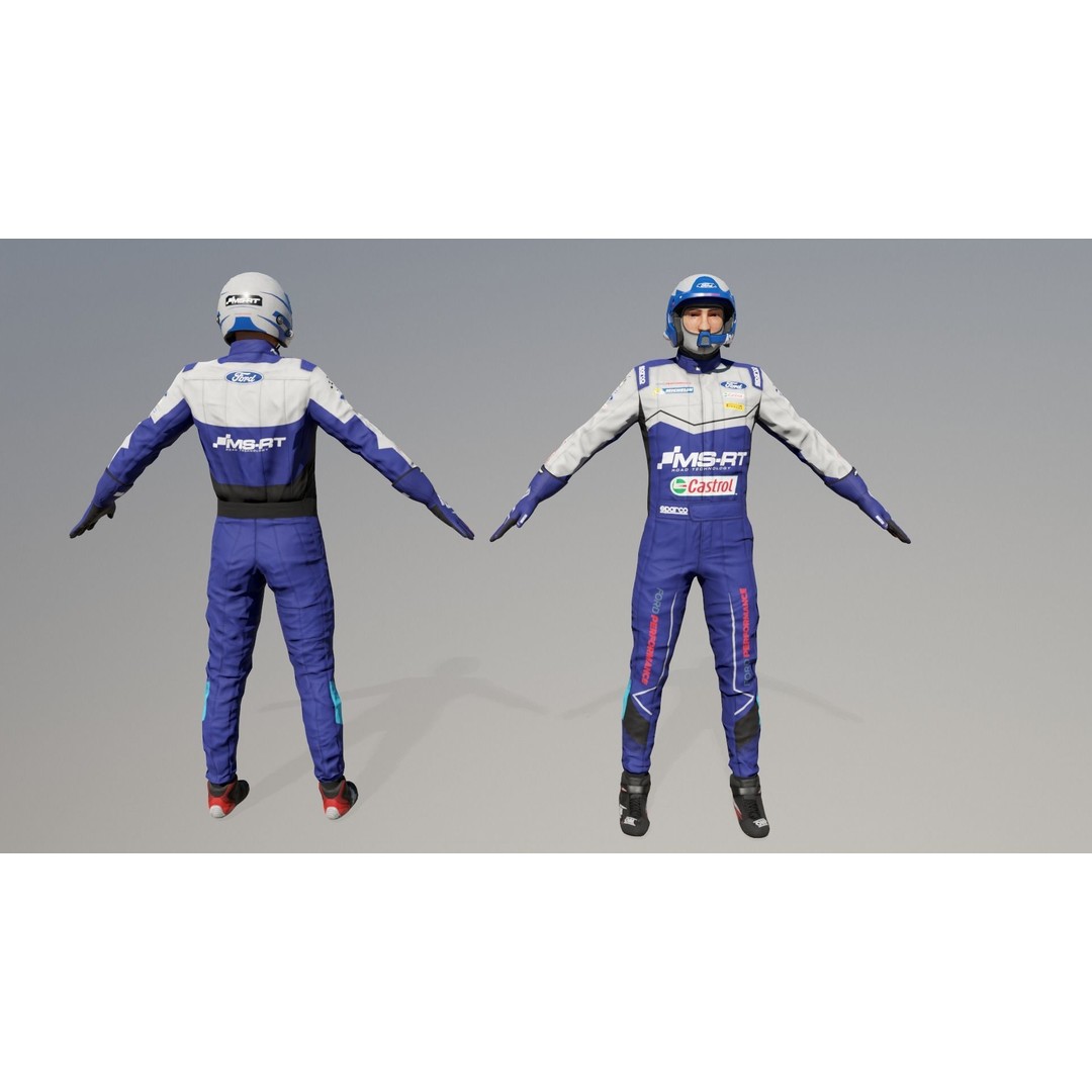 Rally Pilot 3D Model – Low Poly Rigged Character for Games, FBX - View 3