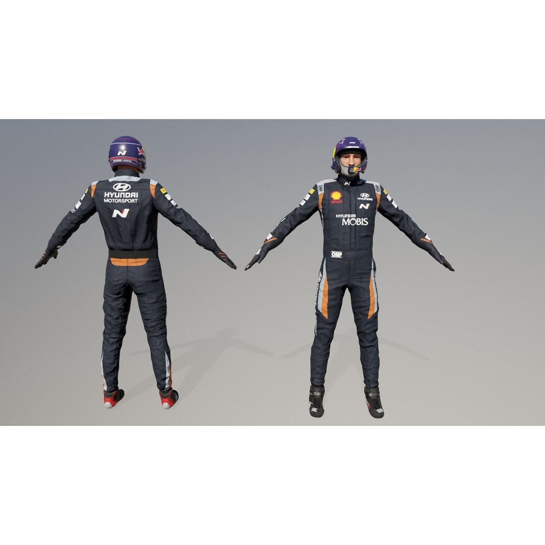 Rally Pilot 3D Model – Low Poly Rigged Character for Games, FBX - View 4