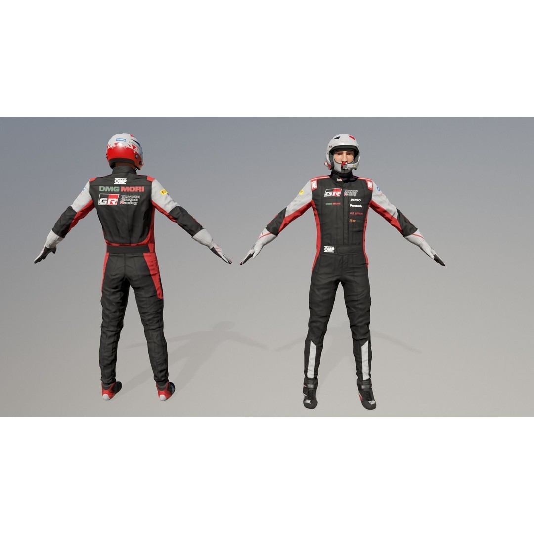 Rally Pilot 3D Model – Low Poly Rigged Character for Games, FBX - View 5