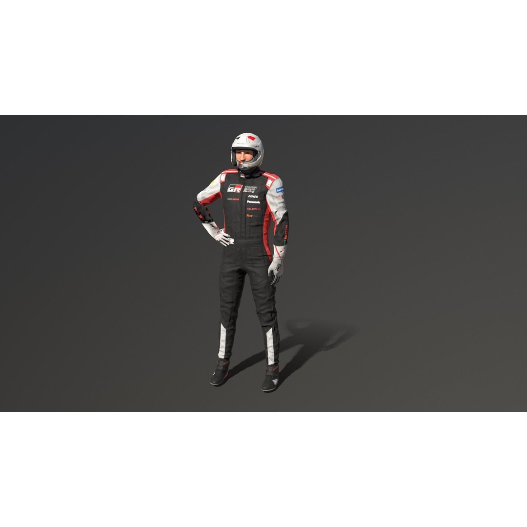 Rally Pilot 3D Model – Low Poly Rigged Character for Games, FBX - View 6