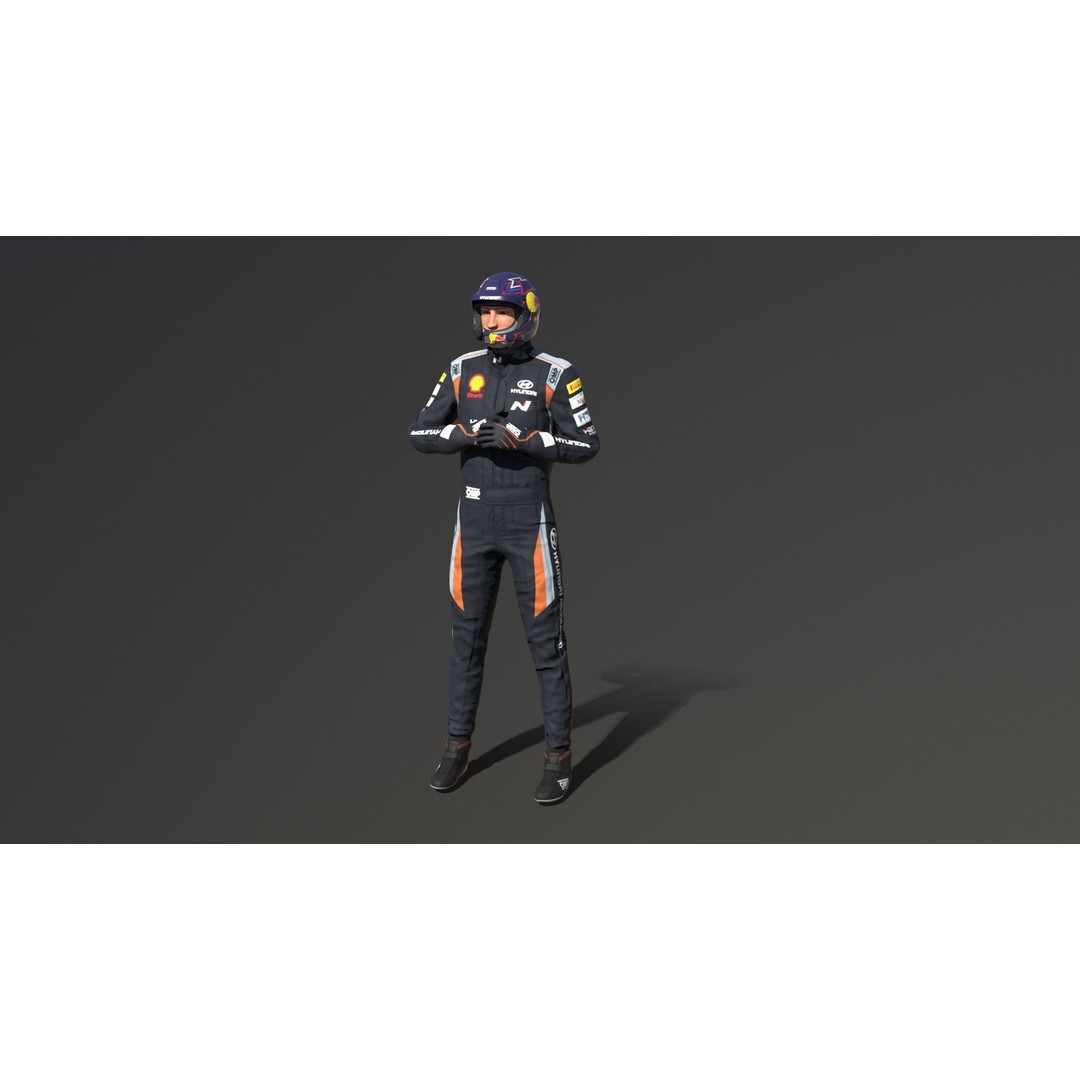 Rally Pilot 3D Model – Low Poly Rigged Character for Games, FBX - View 7