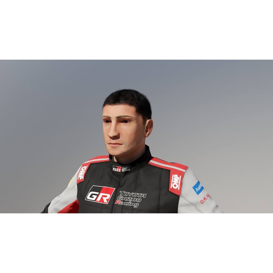 Rally Pilot 3D Model – Low Poly Rigged Character for Games, FBX - View 9
