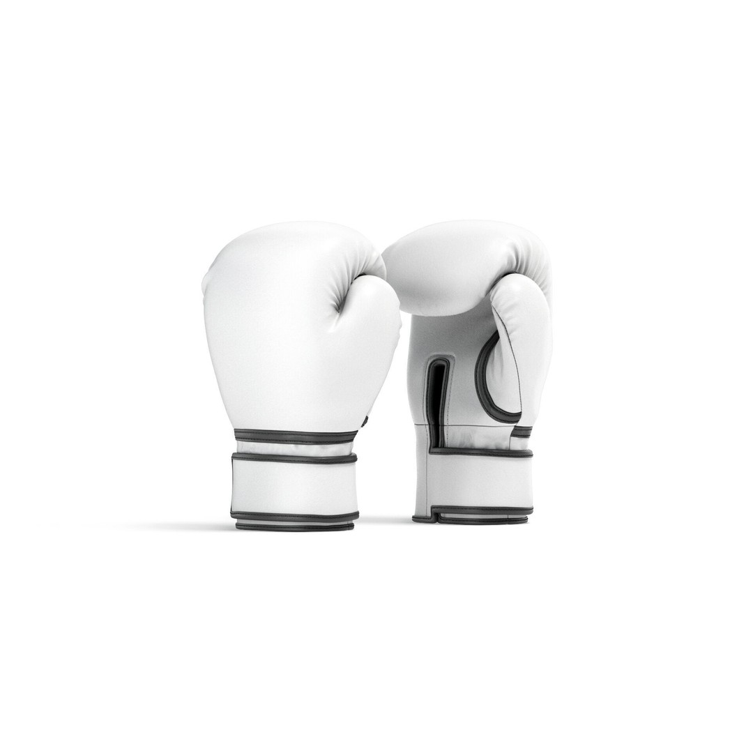 White Leather Boxing Gloves 3D Model – Sparring Equipment, FBX, PBR - View 4